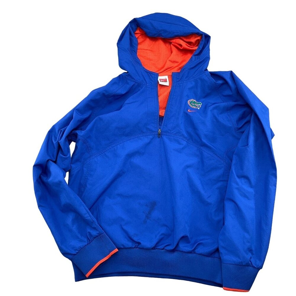 Nike Hoodie Women Large 12-14 Royal Blue Orange FLORIDA GATORS  Windbreaker Flaw
